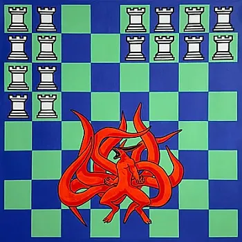 Анархическая шахматная задача о Кураме и шестнадцати ладьях